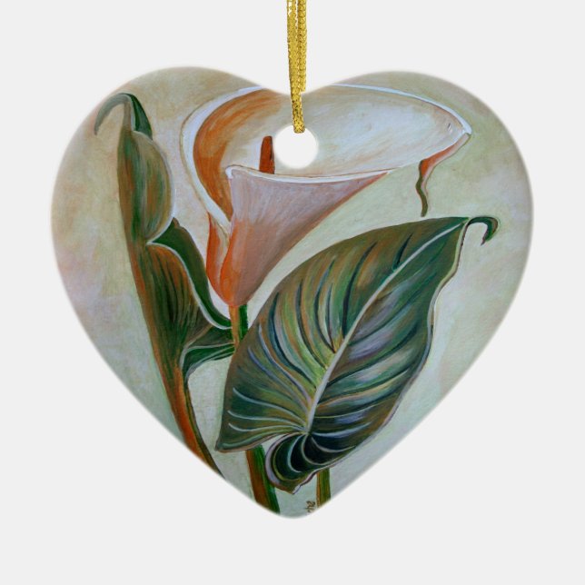 Calla Lily Beautiful Botanical Art Ceramic Ornament (Front)