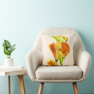 Calla lily blossom watercolor floral throw pillow