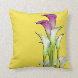 Calla Lily Bouquet Yellow Throw Pillow
