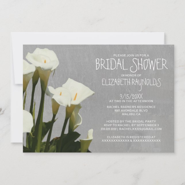 Calla Lily Bridal Shower Invitations (Front)