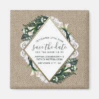 Calla Lily Burlap Wedding Save the Date Magnets
