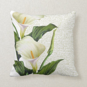 Calla Lily Calligraphy Throw Pillow
