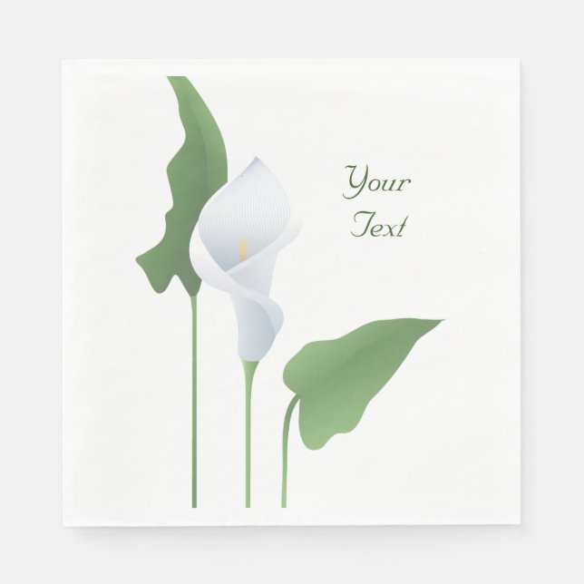 Calla Lily Floral Custom Paper Napkins (Front)