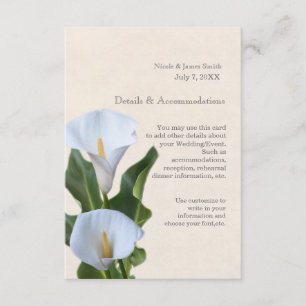 Calla Lily Flowers Floral Elegant Accommodations Enclosure Card