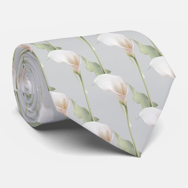 Calla Lily flowers pattern on any colour backgroun Tie (Rolled)