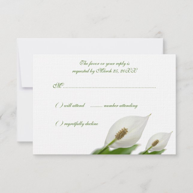 Calla Lily Flowers White Wedding Response Cards (Front)