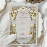 Calla Lily Gold Foil Wedding Invitation by Mucha<br><div class="desc">Art Nouveau Vintage wedding invitations by Alphonse Mucha in a floral, romantic, and whimsical design. Victorian flourishes complement classic art deco fonts. Please enter your custom information, and you're done. If you wish to change the design further, simply click the blue "Customize It" button. Thank you so much for considering...</div>