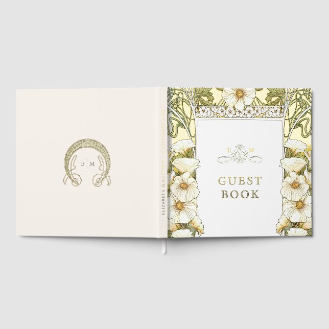 Calla Lily Gold Wedding Art Nouveau Guest Book (Full)
