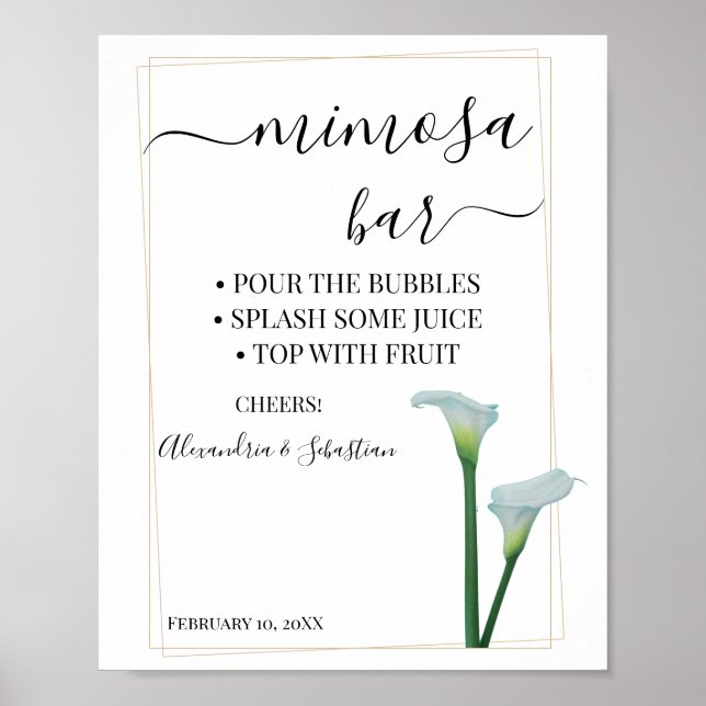 Calla Lily Greenery Mimosa Bar Bridal Shower Sign (Front)