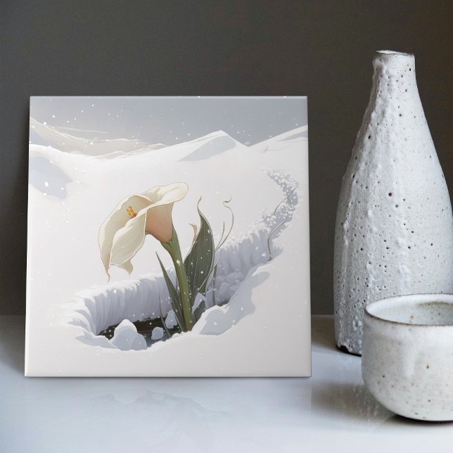 Calla Lily in the Mountain Breaking Through Snow  Tile (Creator Uploaded)