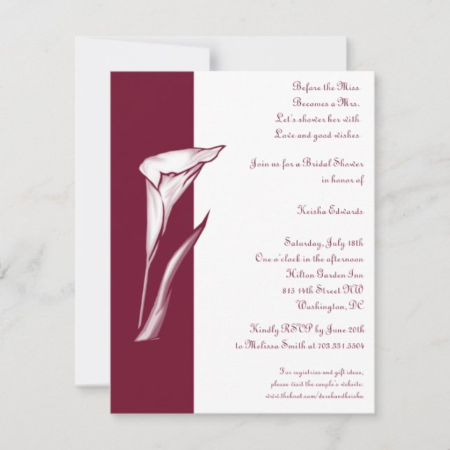 Calla Lily Invitation (Front)