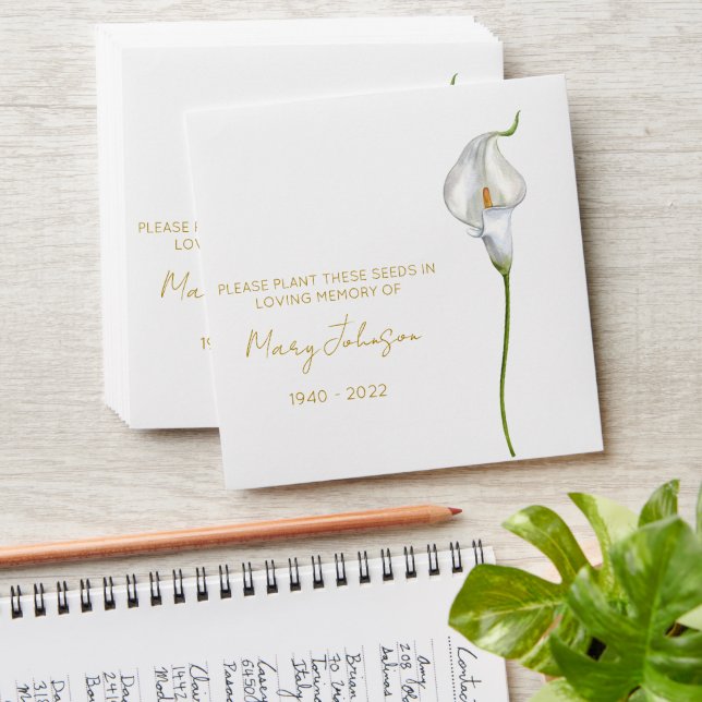 Calla Lily Memorial Funeral Seed Envelope (Stacked)