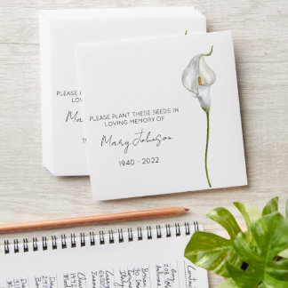 Calla Lily Memorial Funeral Seed Envelope
