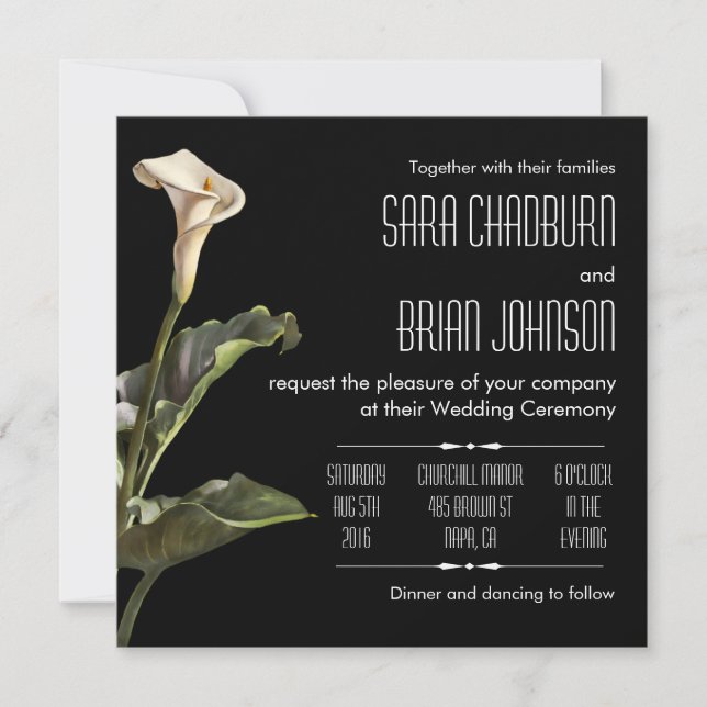 Calla Lily Modern Floral Invitation (Front)