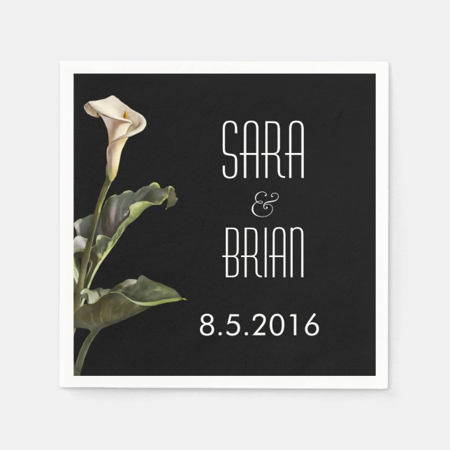 Calla Lily Modern Floral Wedding Napkin (Front)