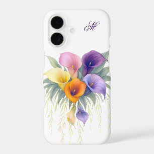 Calla Lily Monogramme Colorée Élégante Florale Pas