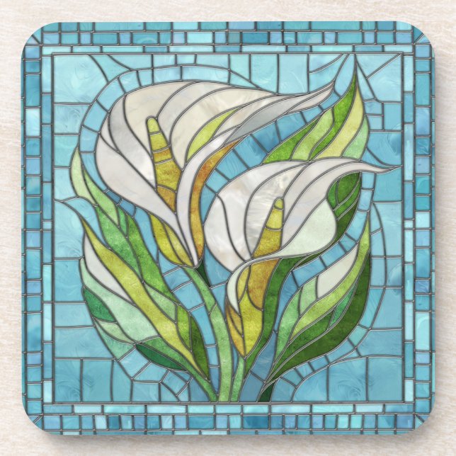 Calla Lily Mosaic Art Coaster (Front)