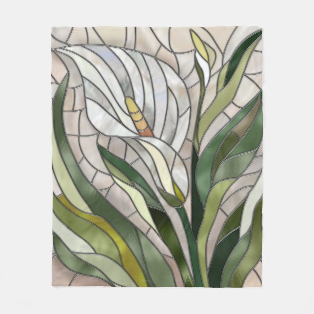 Calla Lily Mosaic Art Fleece Blanket (Front)
