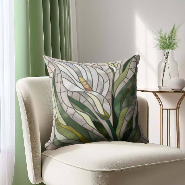 Calla Lily Mosaic Art Throw Pillow (Creator Uploaded)