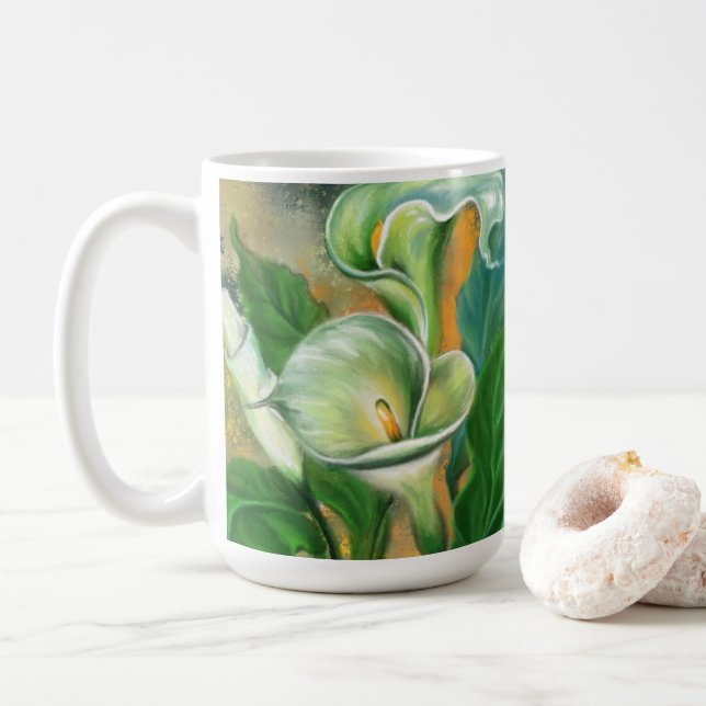 Calla Lily Mug à café à fleurs - Peinture (Avec donut)