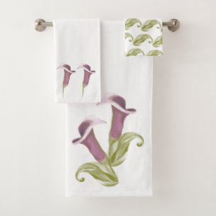 Calla Lily Nightlife Illustratin Pattern Bath Towel Set
