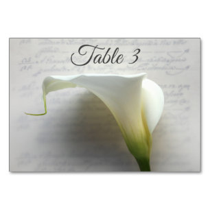 Calla lily on handwriting table number