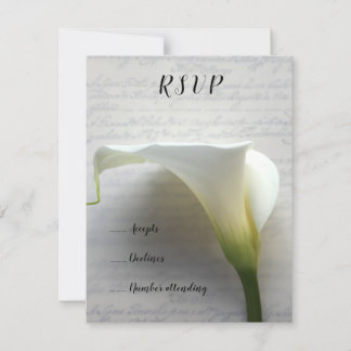 Calla lily on old handwriting rsvp invitation