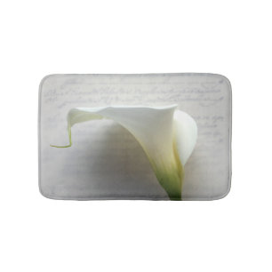 Calla lily on old script bath mat