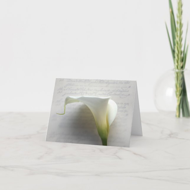 calla lily on old script handwriting note card (Front)