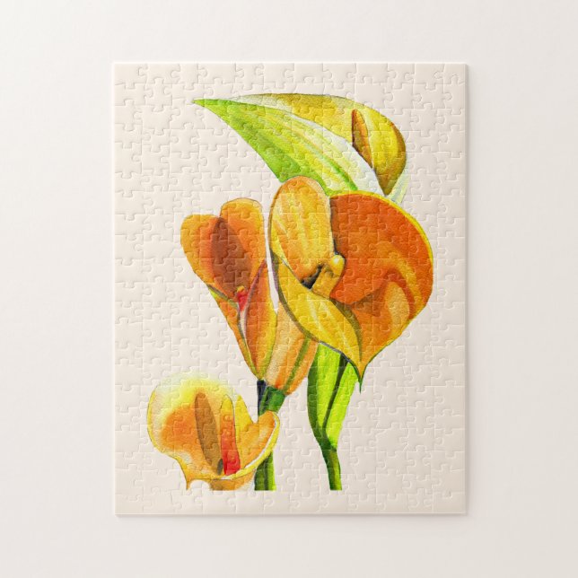 Calla lily orange floal watercolor  jigsaw puzzle (Vertical)