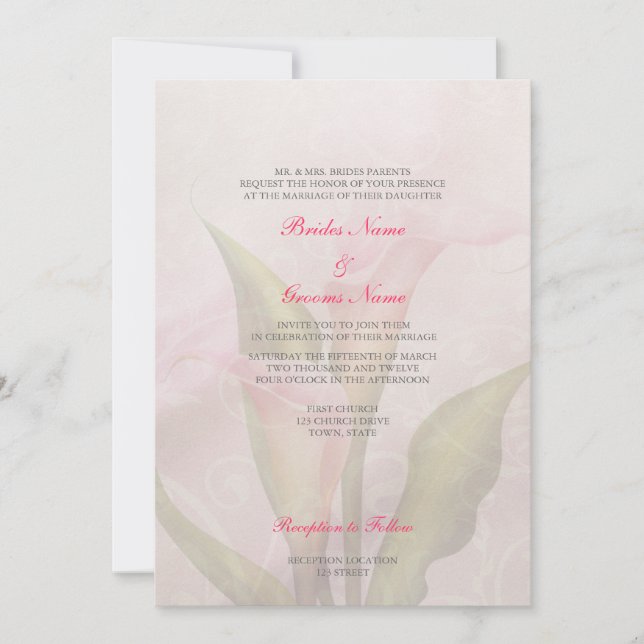 Calla Lily Pink 2 Wedding Invitation (Front)