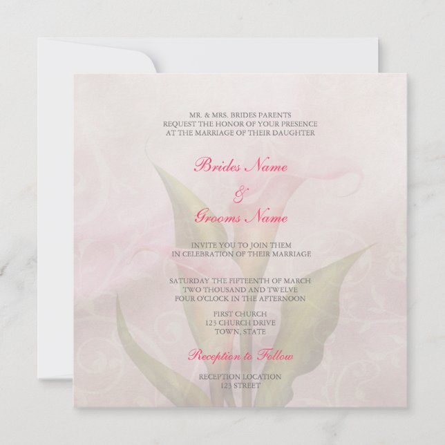 Calla Lily Rose 2 Faire-part de mariage (Devant)