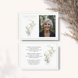 Calla Lily Sage Green Memorial Photo Prayer Card