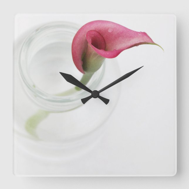 Calla Lily Square Wall Clock (Front)