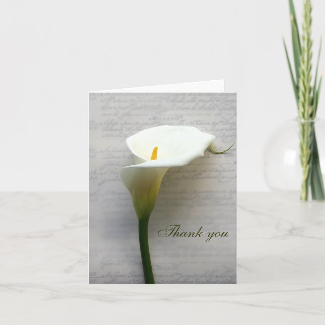 calla lily sur une vieille carte de remerciements  (Devant)