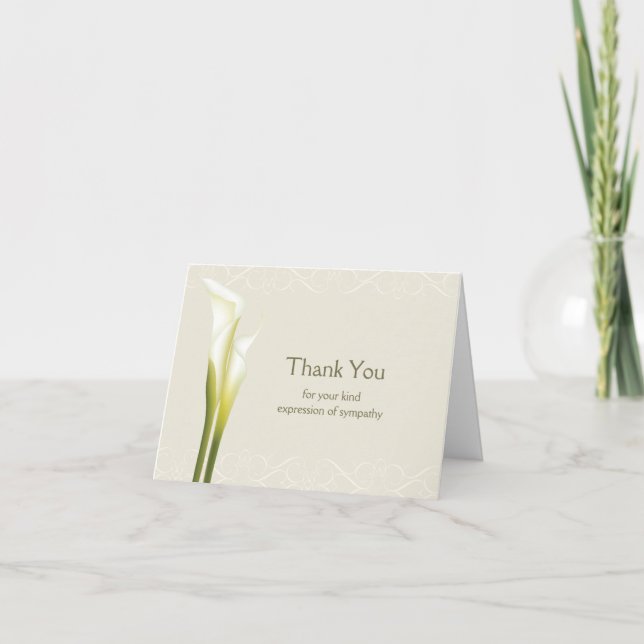 Calla Lily Sympathie Merci Cartes (Devant)