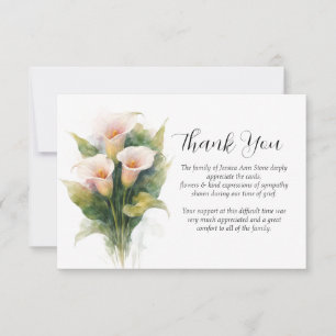 Calla Lily Sympathy Floral Funeral Thank you  Invitation