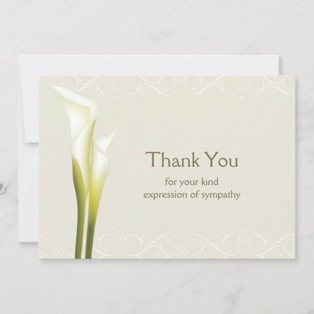 Calla Lily Sympathy Thank You Card (Front)