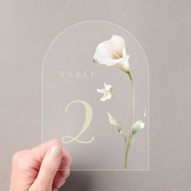 Calla lily table 2 acrylic invitations (Insitu (Handheld))