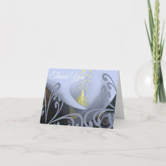 Calla Lily Thank You Blue Swirls (Front)