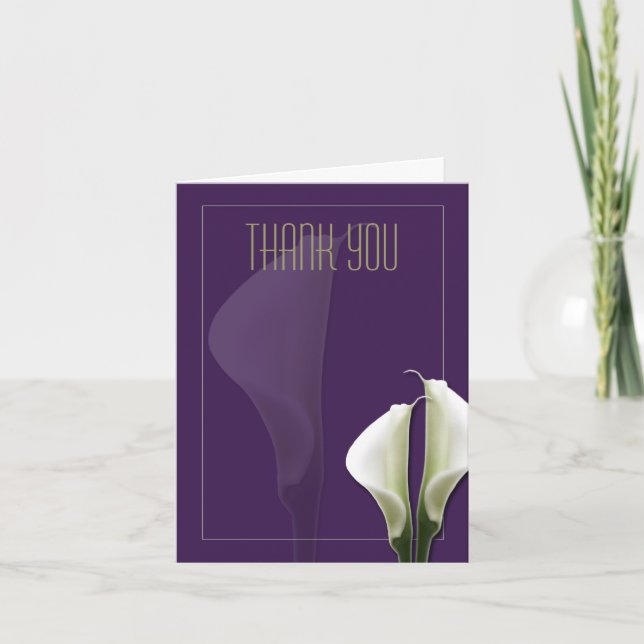 Calla Lily Thank You Note on Purple (Front)
