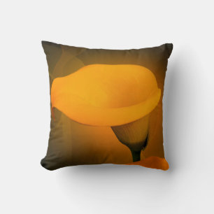 Calla Lily Warm Yellow Mist Background Throw Pillow