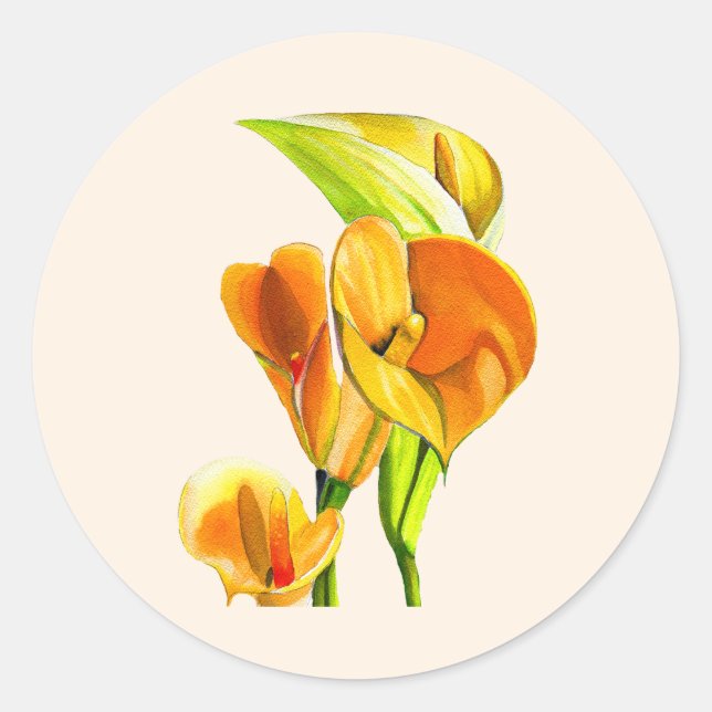 Calla lily watercolor flower art classic round sticker (Front)