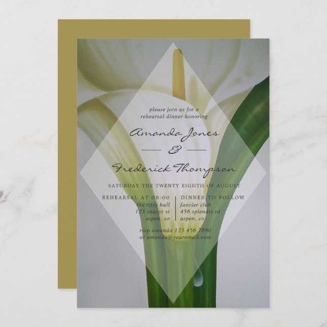 Calla Lily Wedding Rehearsal Dinner Invitation (Front/Back)