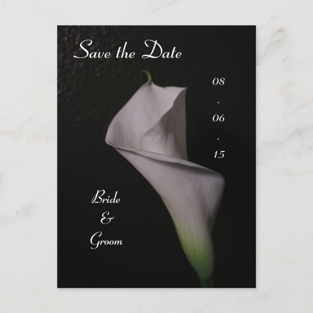 Calla Lily Wedding Save the Date Announcement Postcard (Front)
