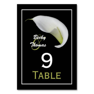 Calla Lily Wedding Table Numbers Cards