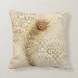 Calla Peacock Feather Gold Damask Vintage Throw Pillow<br><div class="desc">Calla Peacock Feather Gold Damask Vintage 50th Anniversary Pillow.</div>