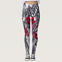 Callas cramoisies et leggings à impression de feui