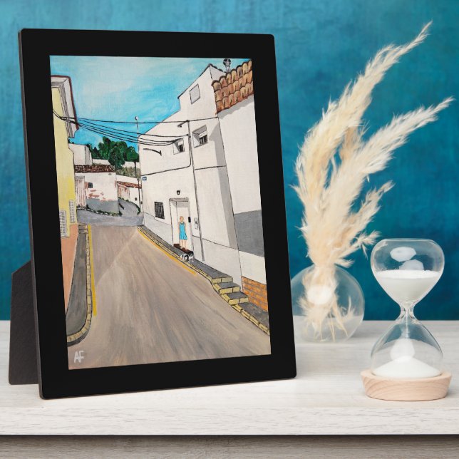 Calle Cabanilles Painting by Alfred Fox Plaque (Side)