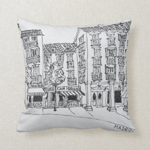 Calle de Toledo shopping street, Madrid, Spain Throw Pillow